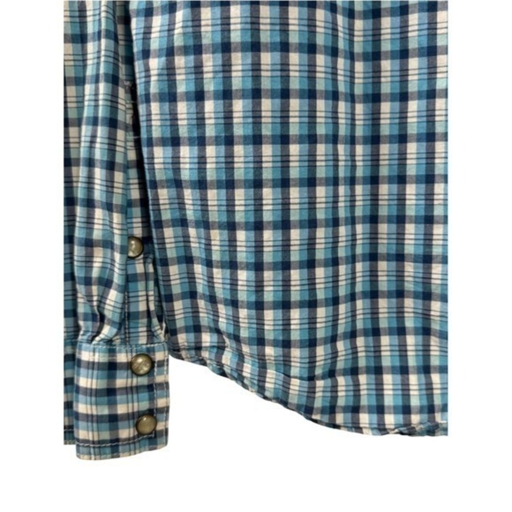 Aeropostale Western Shirt Mens M Blue Plaid Pearl Snap Cowboy Button Down Cotton - Picture 5 of 10